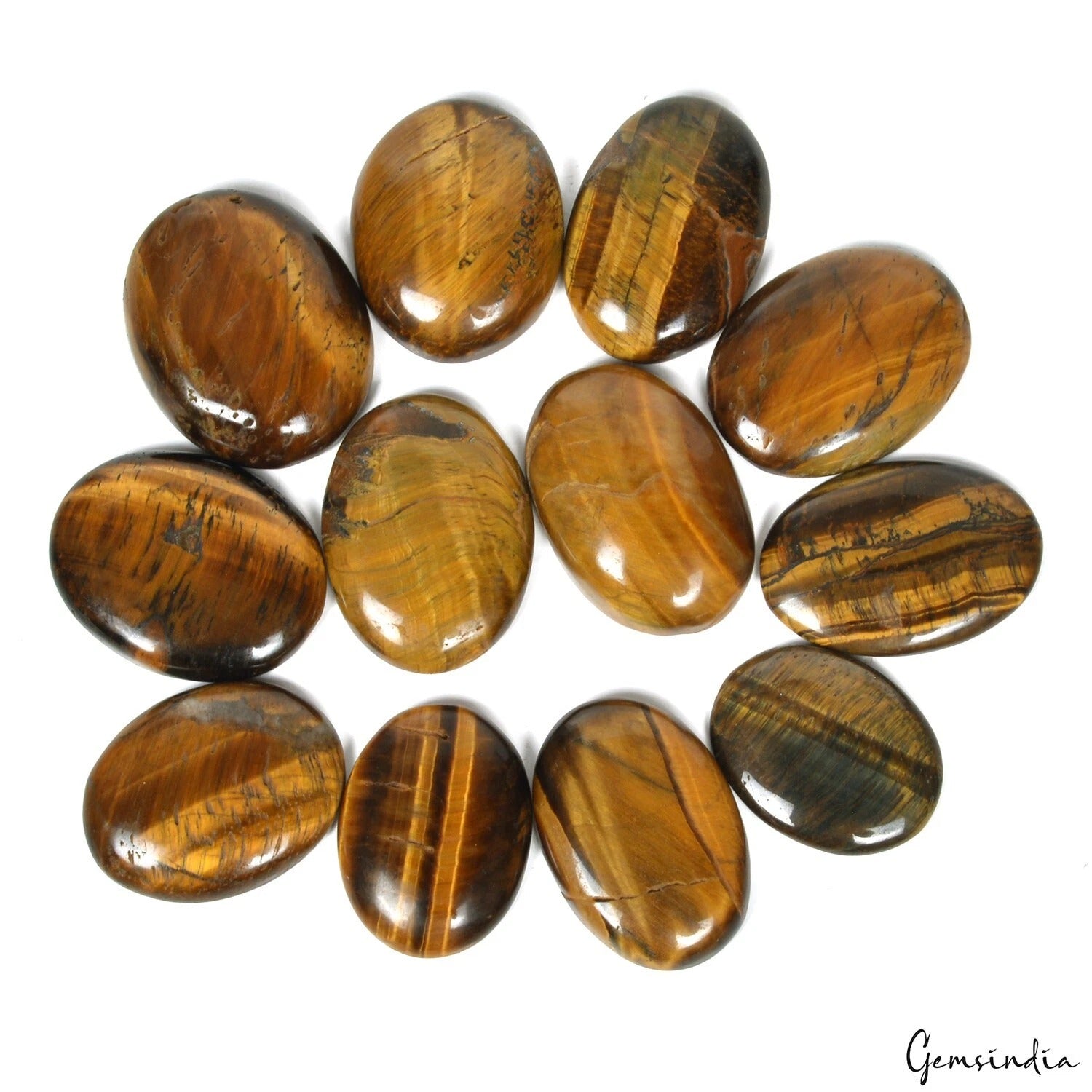 690 Ct Natural Untreated Brown Yellow Tiger Eye Oval Cabochon Loose Gemstones