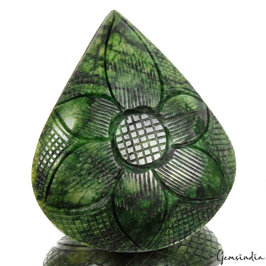 Brazilian Emerald Carving, Color Enhanced, Green — 91 x 78 x 32 mm, 1440 Ct, Brazil