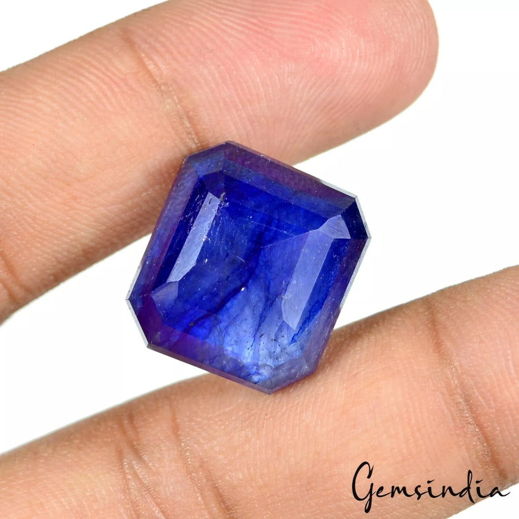 Ceylon Blue Sapphire Loose Gemstone, Octagon Cut, Heated — 18x16x8 mm, 34.00 Ct, Sri Lanka