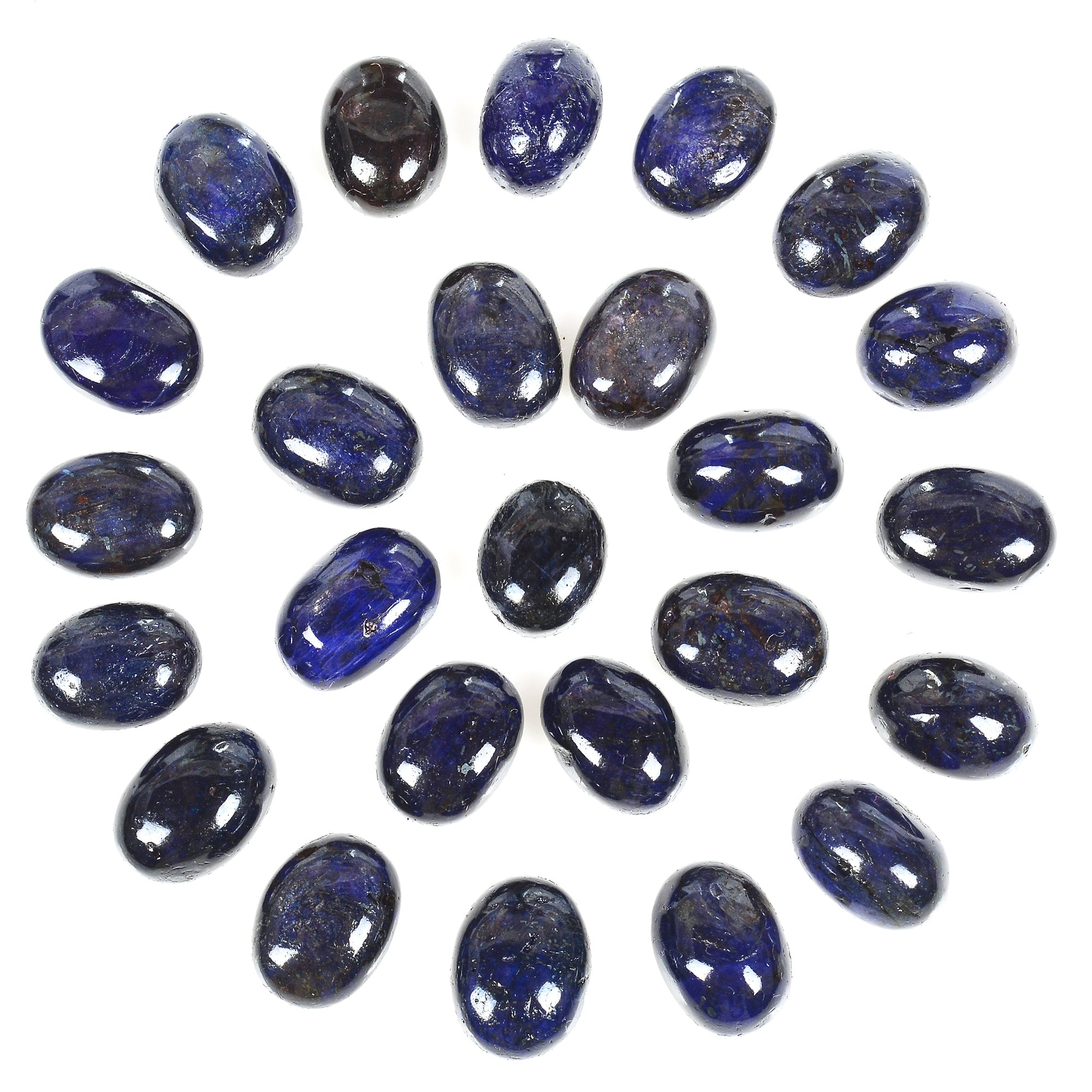 180 Cts/25 Pcs Natural African Blue Sapphire Oval Cab Loose Gems Lot For Jewelry