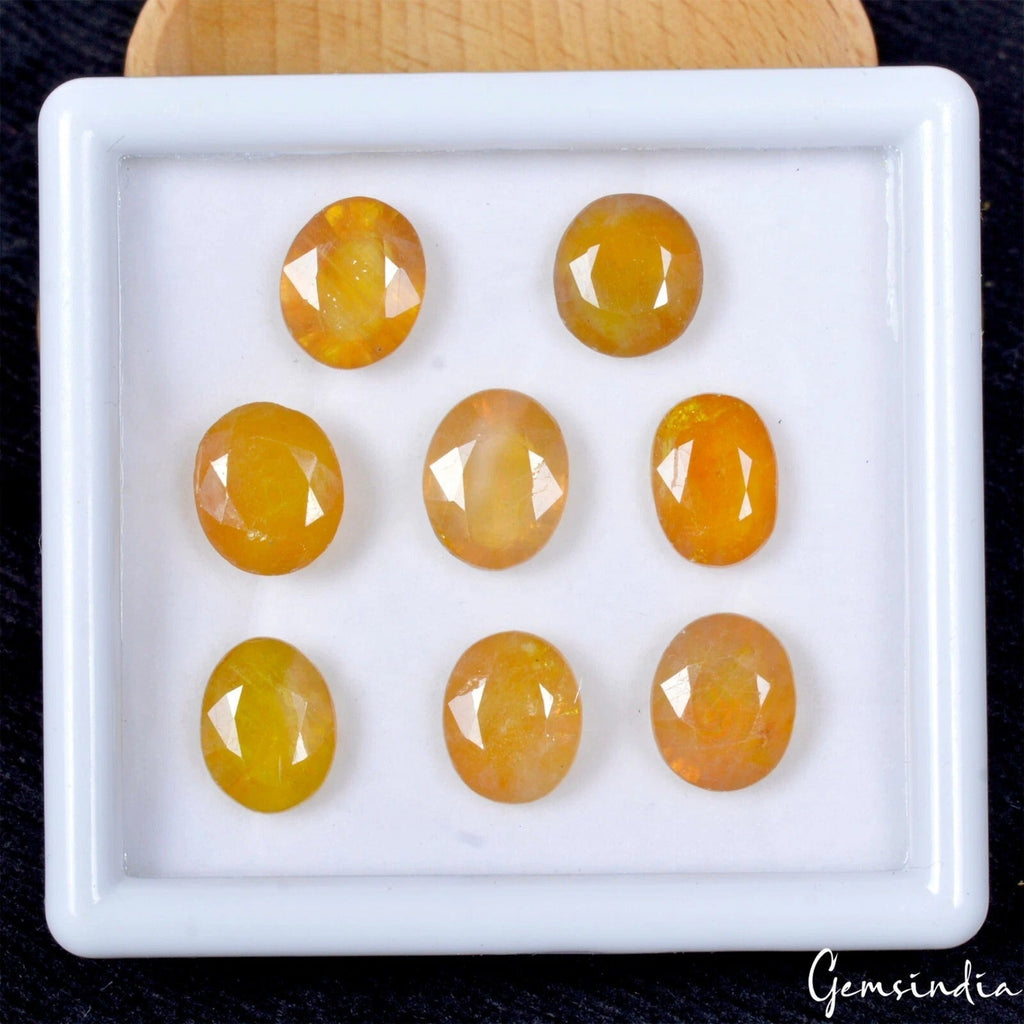 Certified 60.45 Cts/8 Pcs Natural Ceylon Yellow Sapphire (Pukhraj) Oval Gems Lot