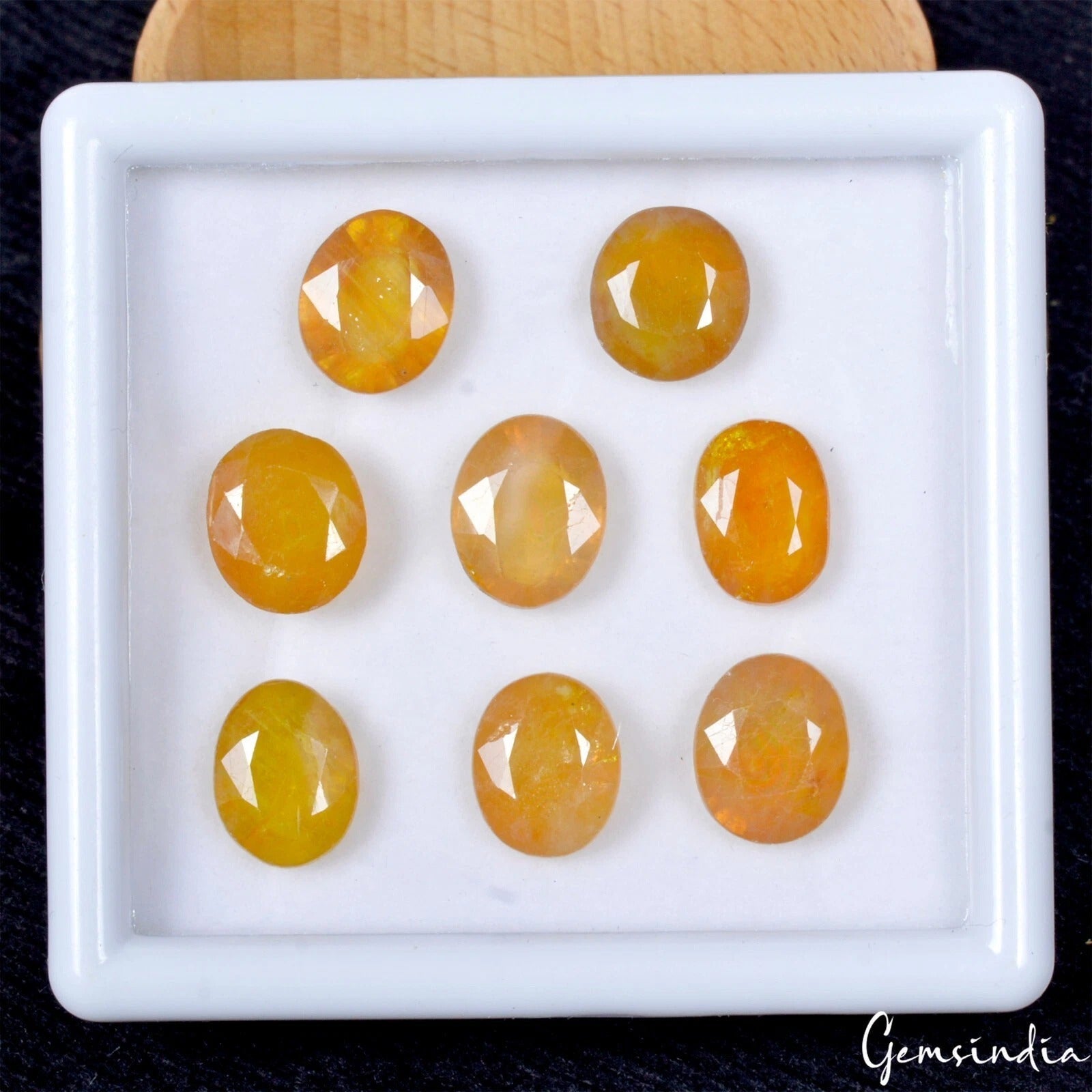 Certified 60.45 Cts/8 Pcs Natural Ceylon Yellow Sapphire (Pukhraj) Oval Gems Lot