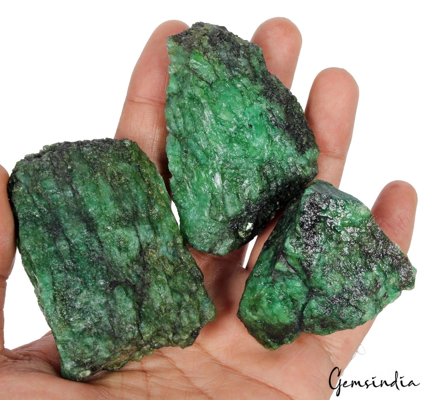 Emerald Rough Specimen, Color Enhanced, Green — 49mm to 70mm, 1560 Ct, Brazil