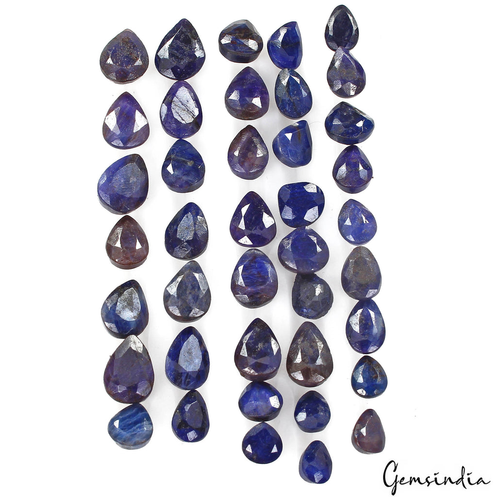 Blue Sapphire Lot, Loose Gemstone, Color Enhanced — 40 Pieces, 6mm to 11mm, 96.80 Ct, Madagascar