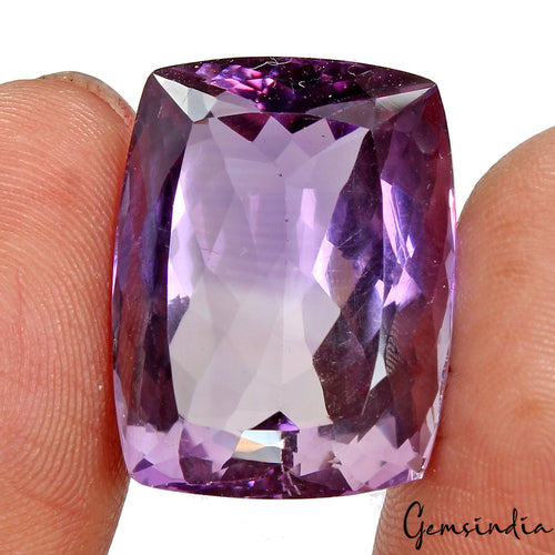 Amethyst Loose Gemstone, Cushion Faceted Cut, Untreated — 22 x 17 x 11mm, 30.15 Ct, Brazil
