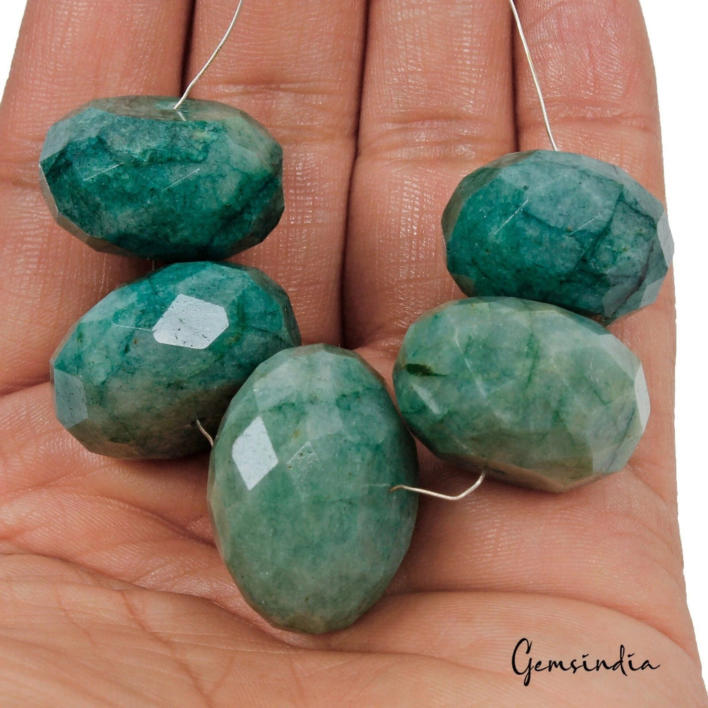 390 Ct/22-27mm Natural Green Emerald Earth Mined Round Cut Drilled Beads Gems