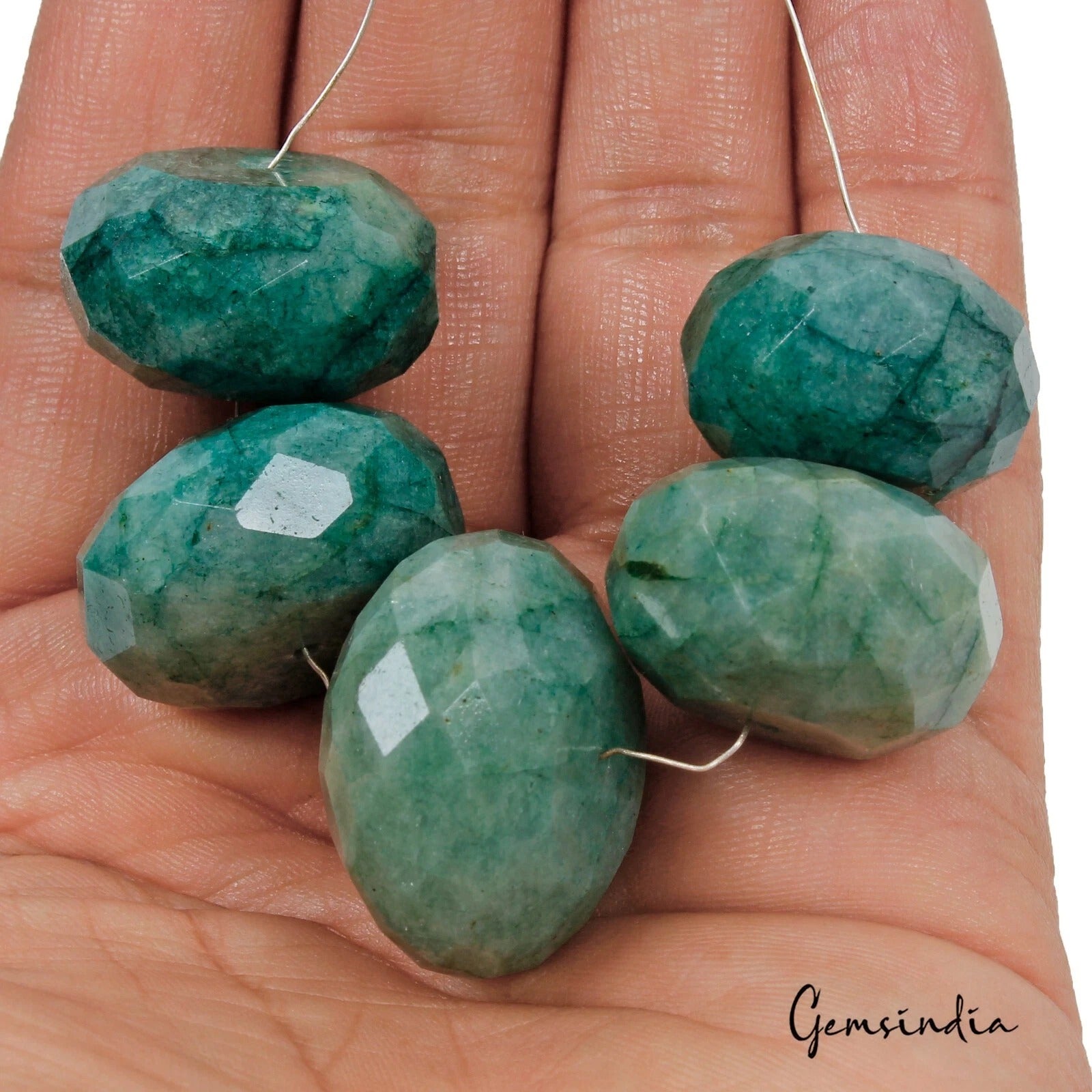 390 Ct/22-27mm Natural Green Emerald Earth Mined Round Cut Drilled Beads Gems