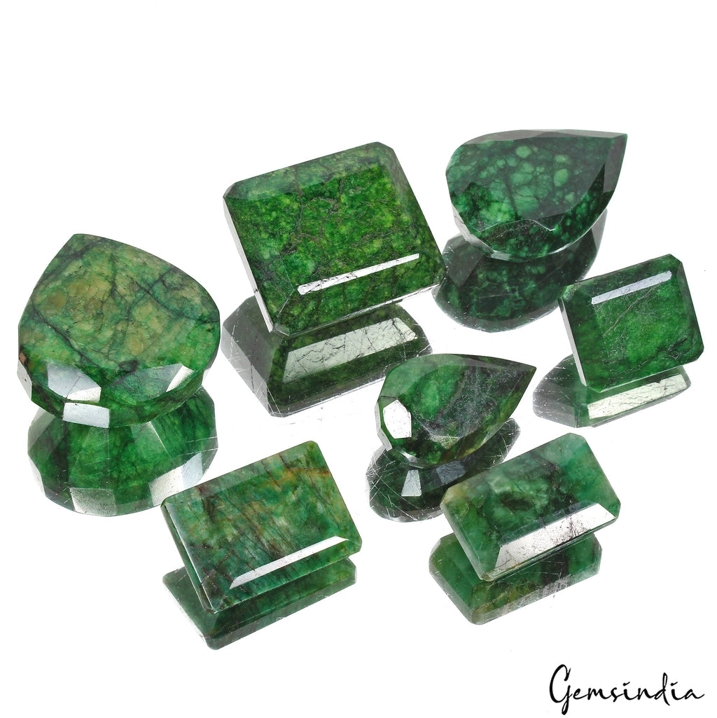 2250 Cts/7 Pcs Natural Brazilian Green Emerald Mix Cut Loose Wholesale Gems Lot