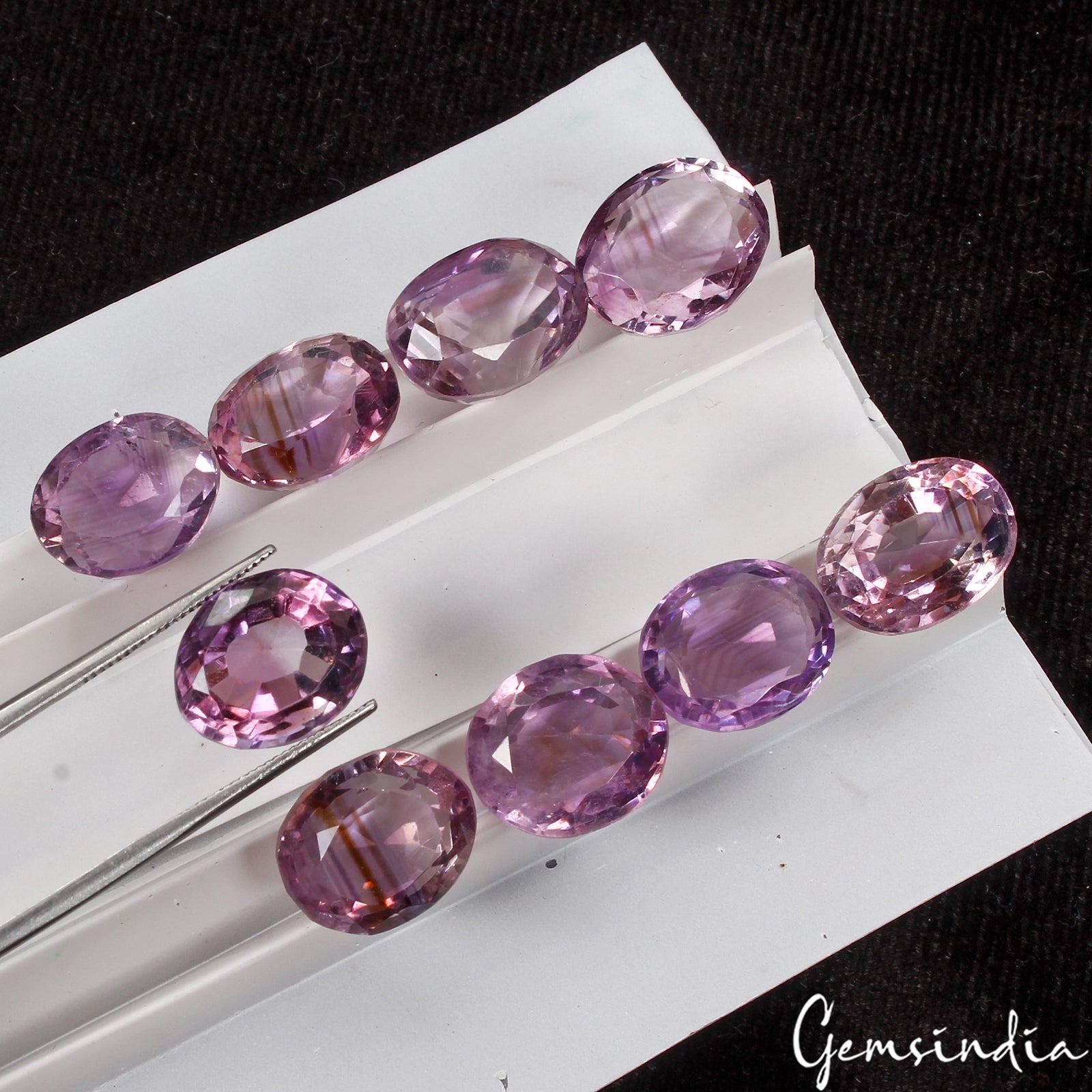 9 Pcs Natural Purple Amethyst Oval Cut Loose 13-14mm Untreated Gemstones~ 69 Cts