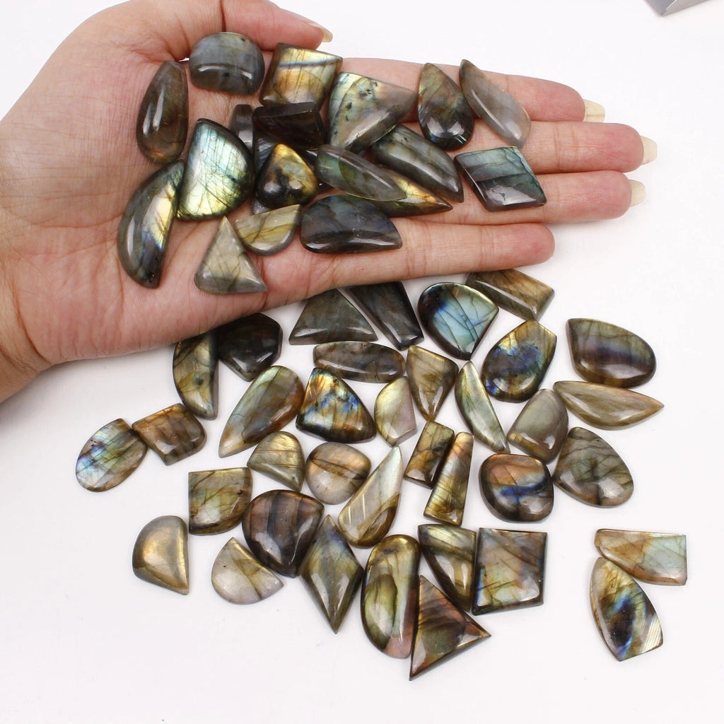 870 Ct/57 Pcs Natural Untreated Multi Shine Labradorite Mixed Cab Wholesale Gems