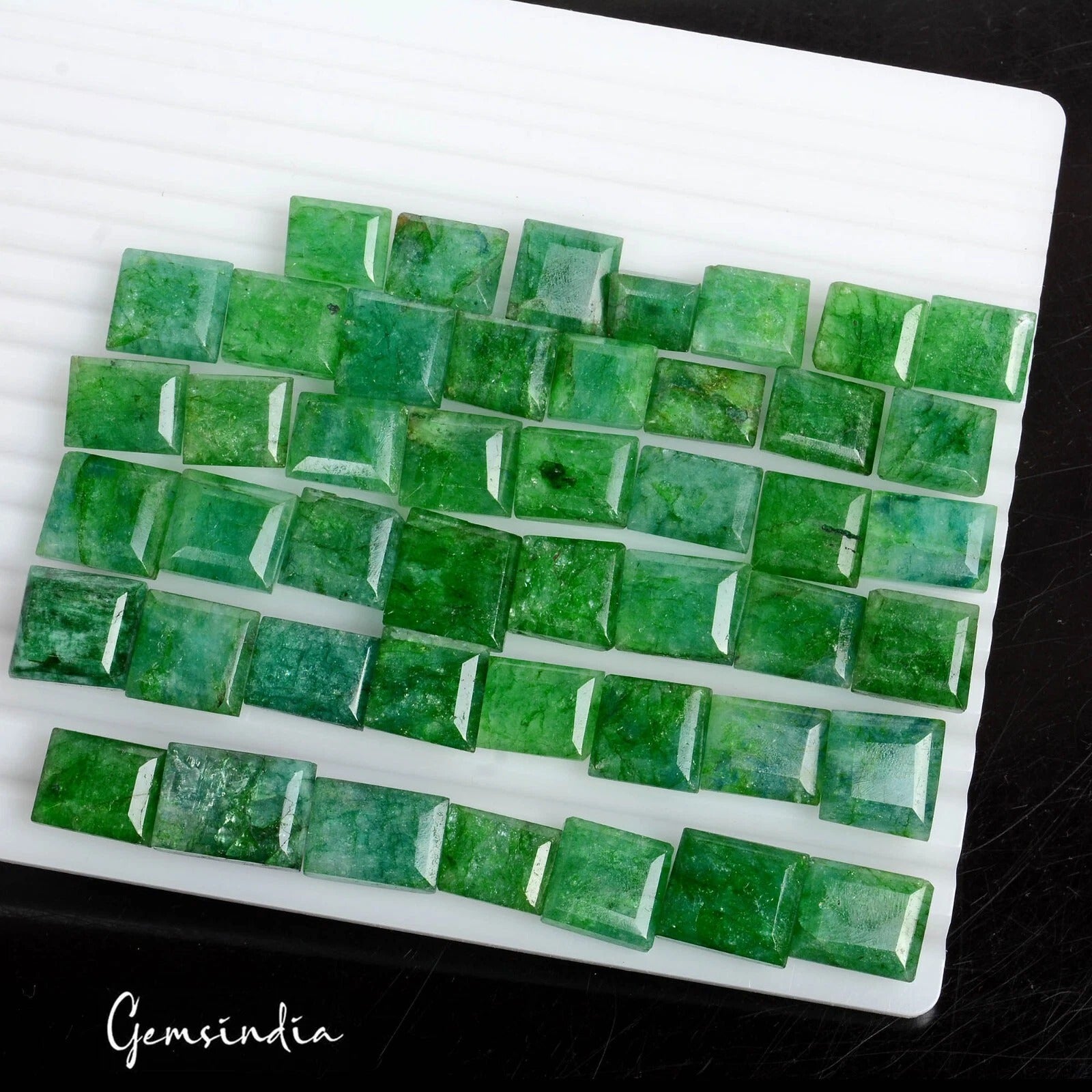 Certified 630 Cts/46 Pcs Natural Green Emerald Baguette Cut Gems Lot For Jewelry