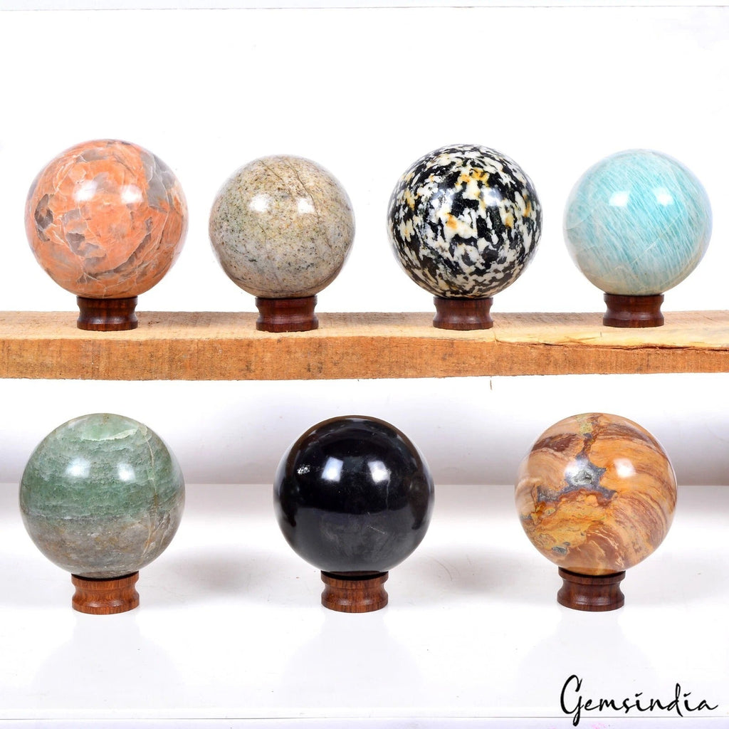 2.9 Kg/7 Pcs Natural Untreated Multi Color Mix Huge Gems Sphere Wholesale Lot