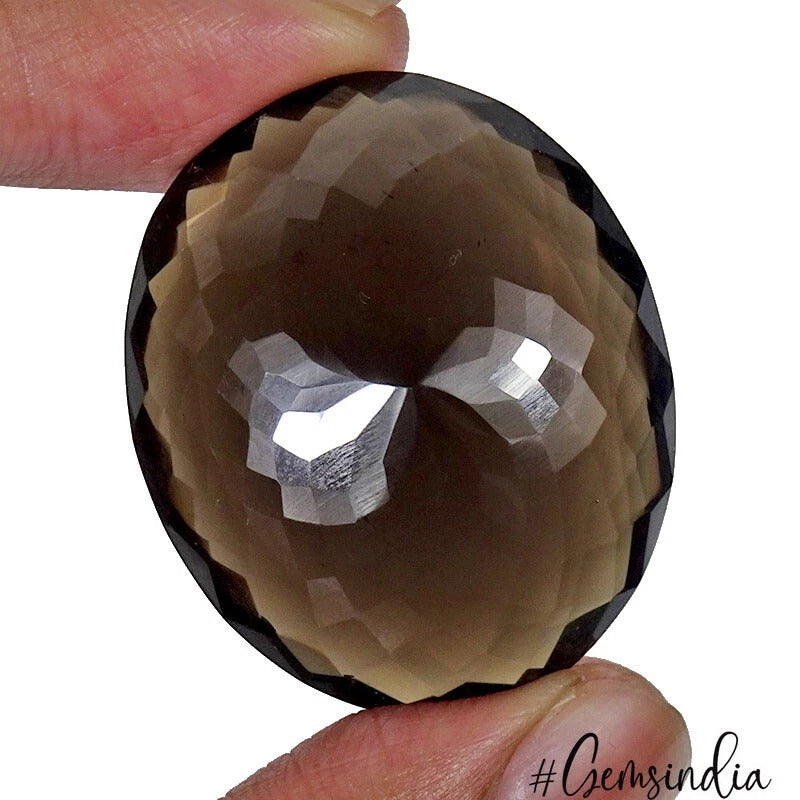 66.80 Cts Natural Untreated Brown Smoky Oval Faceted Loose Gemstone For Jewelry