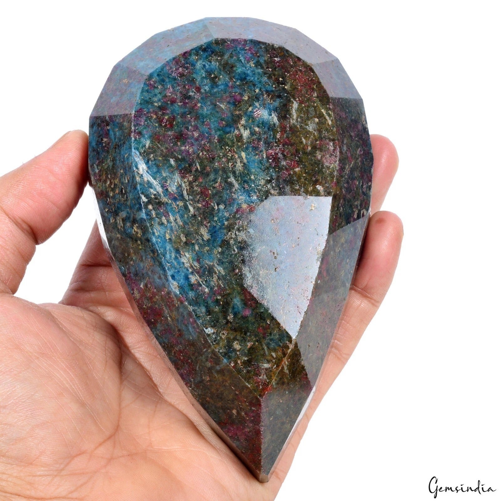 3950 Ct Natural Untreated Ruby Kyanite Pear Faceted Earth Mined Loose Gemstone