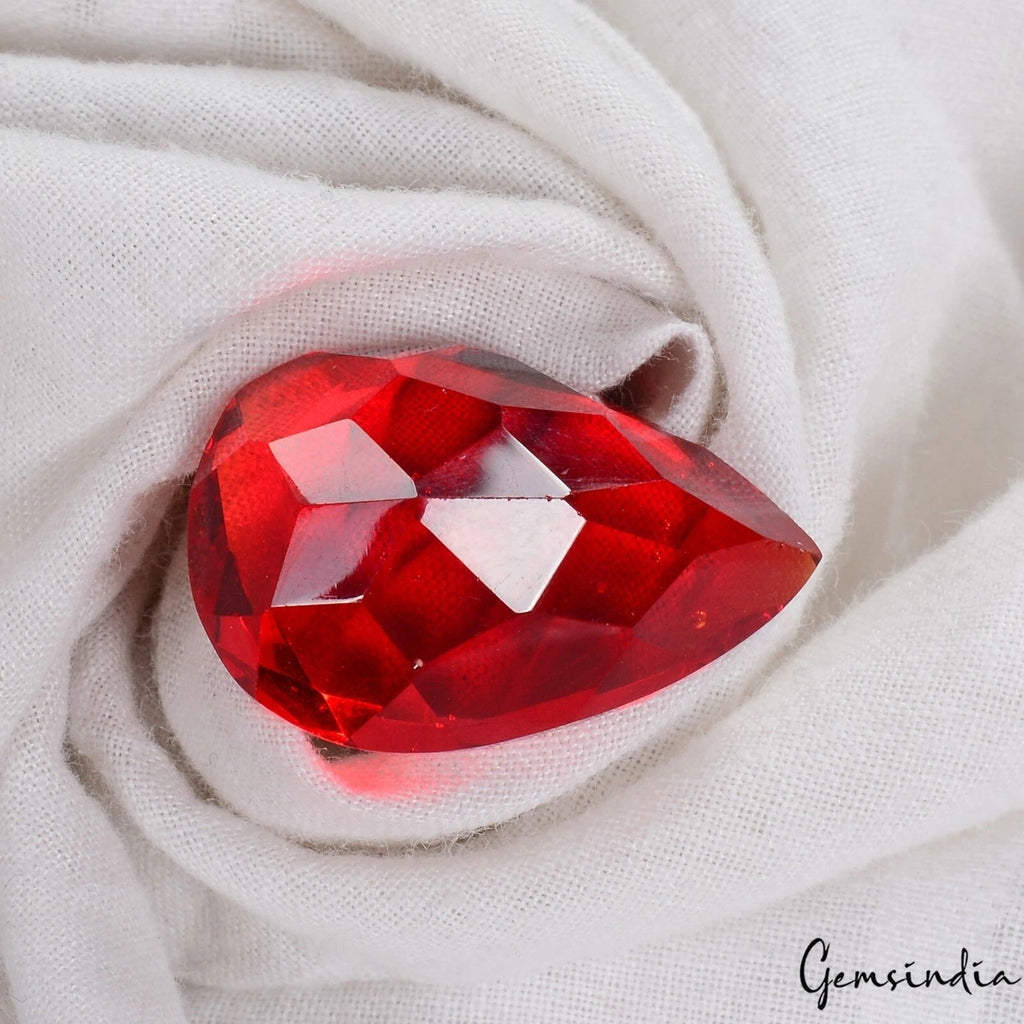 35.90 Cts Hydro Red Tourmaline Pear Faceted Cut Huge Excellent Eye Catching Gem