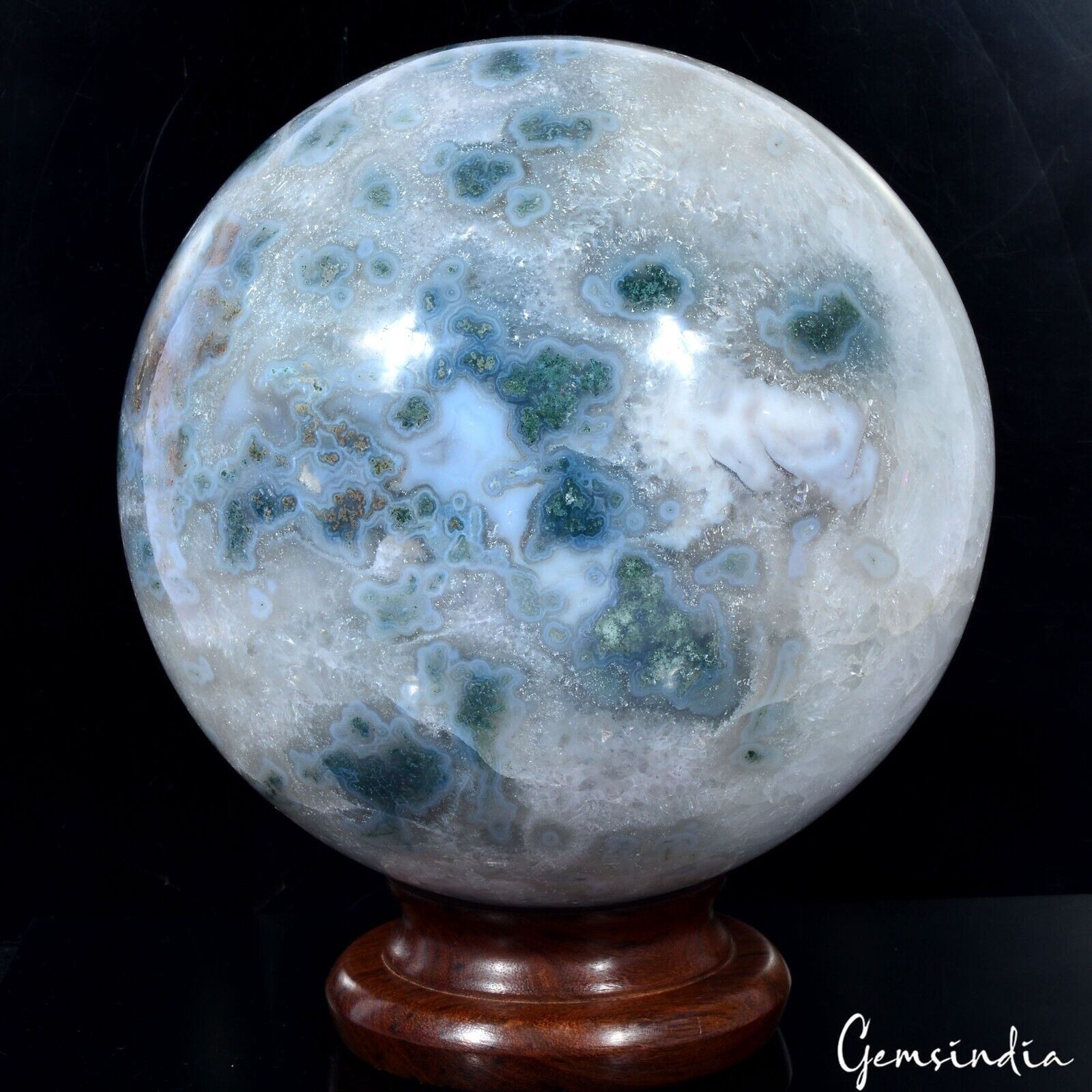 8.6 Kilo Natural Dendrite Moss Agate Sphere Crystal Healing Mineral Huge Sphere