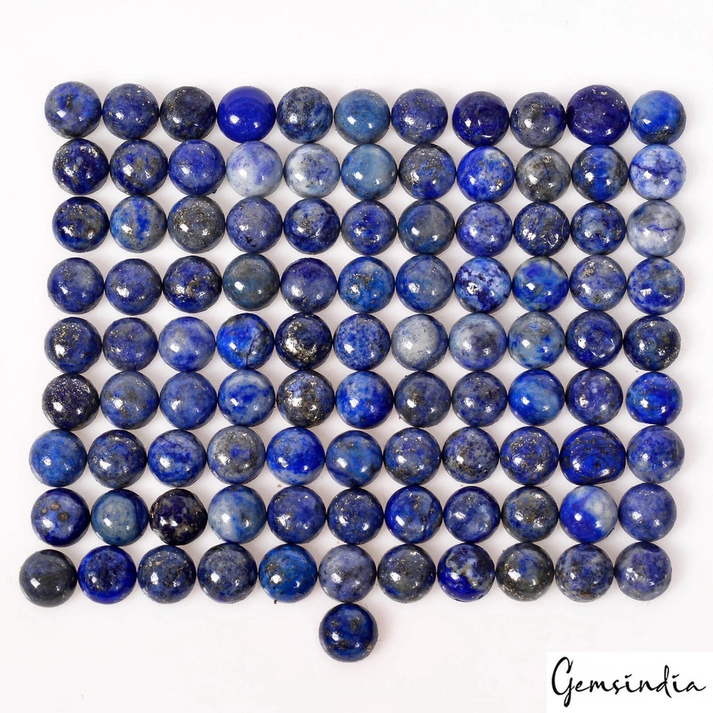 74 Cts/100 Pcs Natural Blue Lapis Lazuli Round Calibrated 5mm Gems For Jewelry