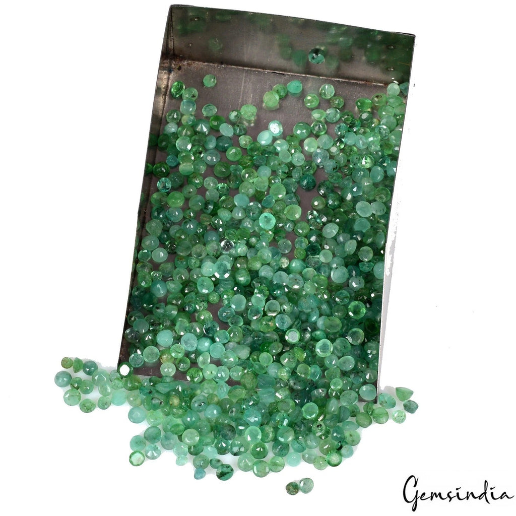 1-3 mm Natural Colombian Green Emerald Round Cut Loose Gemstones~ 600 Pcs/ 40 Ct