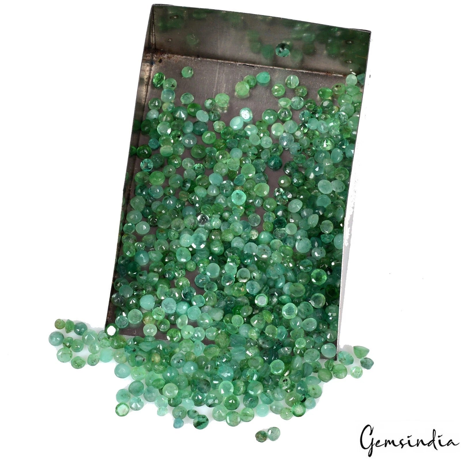 1-3 mm Natural Colombian Green Emerald Round Cut Loose Gemstones~ 600 Pcs/ 40 Ct