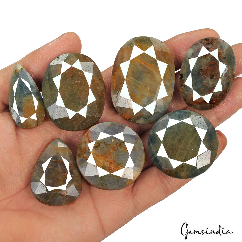 1340 Ct/7 Pcs Natural Untreated Brown Blue Sapphire Mix Cut Loose Wholesale Gems