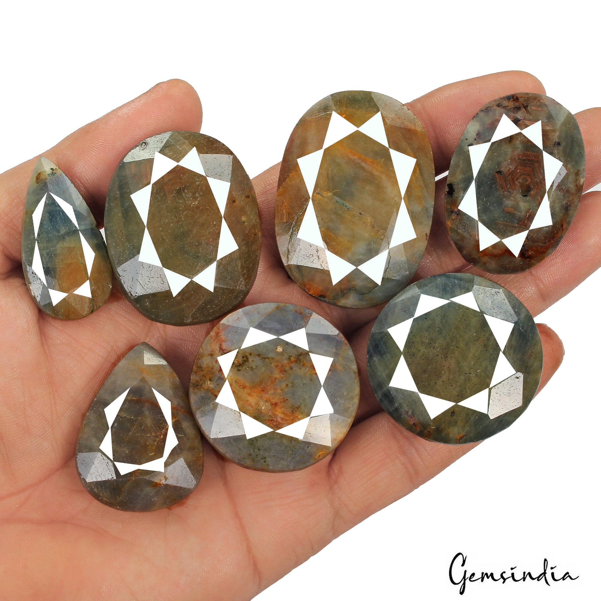 1340 Ct/7 Pcs Natural Untreated Brown Blue Sapphire Mix Cut Loose Wholesale Gems