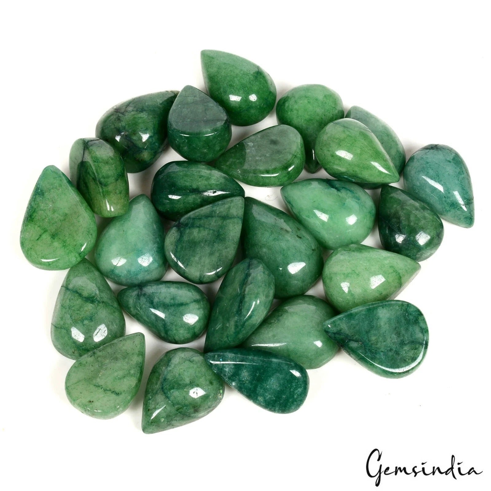 Certified 320 Ct/26Pcs Natural Brazilian Green Emerald Pear Cab Gems For Jewelry