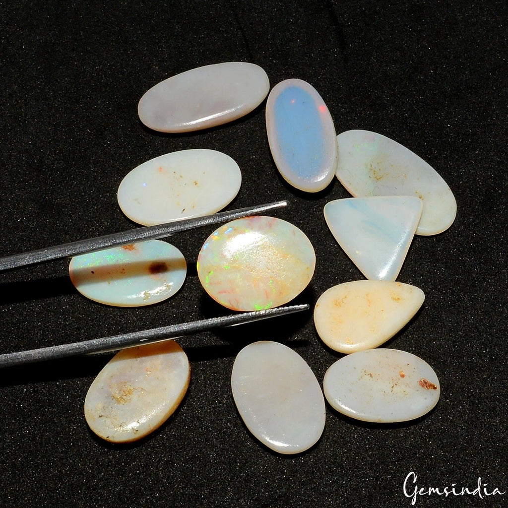 36.60 Ct/11 Pcs Natural Untreated Australian Multi Shine Opal Mix Cab Loose Gems