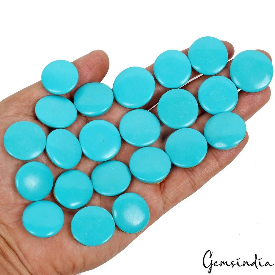 22 Pcs Constituted Turquoise 20-25mm Round Cabochon Loose Gemstones Lot~450 Cts