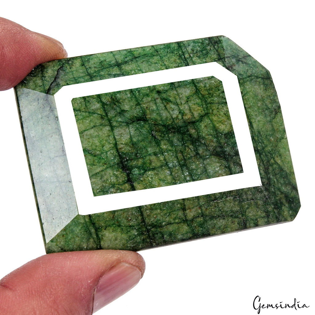 480 Ct Natural Finest Green Brazilian Emerald Fancy Cut Faceted Earth Mined Gems