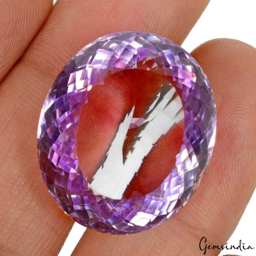 Amethyst Loose Gemstone, Oval Faceted Cut, Untreated — 24x20x14mm, 40.35 Ct, Brazil
