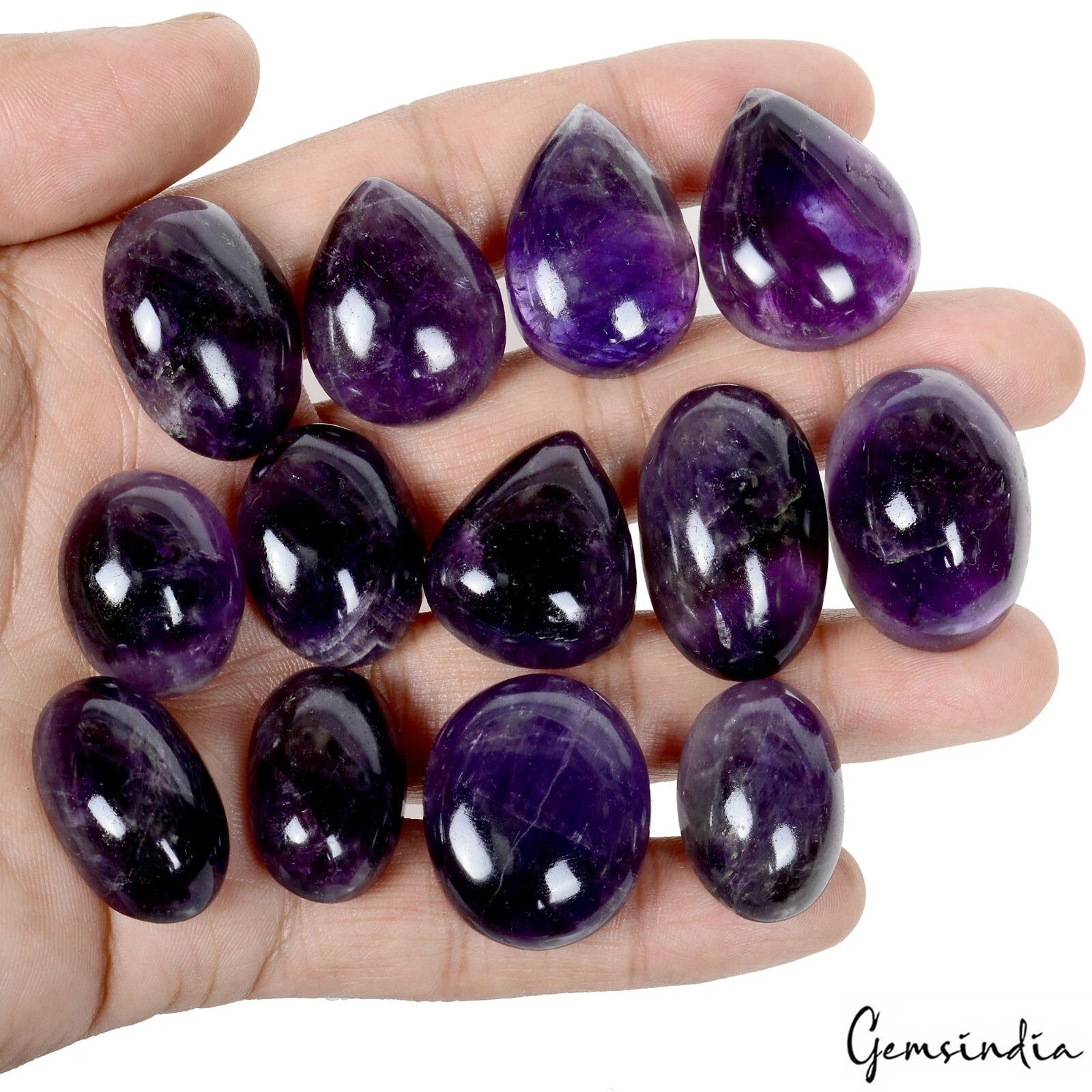 570 Cts Natural Rich Purple Amethyst Mix Cabochon Loose 24-52mm Gemstones~13 Pcs