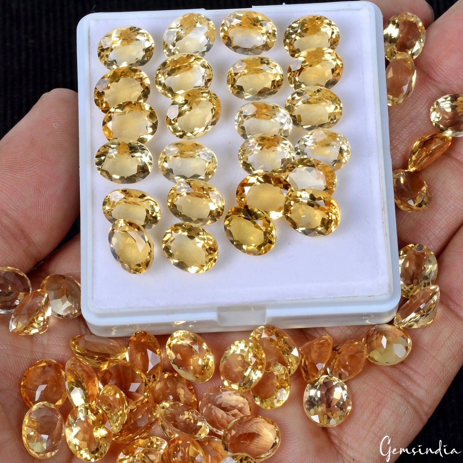 VVS 63 Pcs Natural Citrine 10mm-11mm Oval Faceted Cut Untreated Loose Gemstones