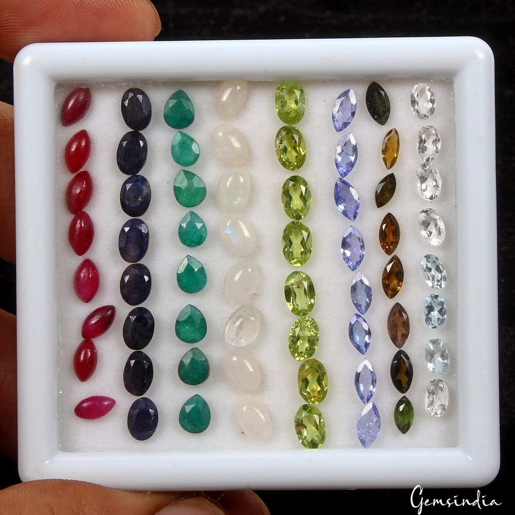 64Pcs Estate Genuine Semi Precious Loose Mix Cut Multi Gemstone Lot Collection