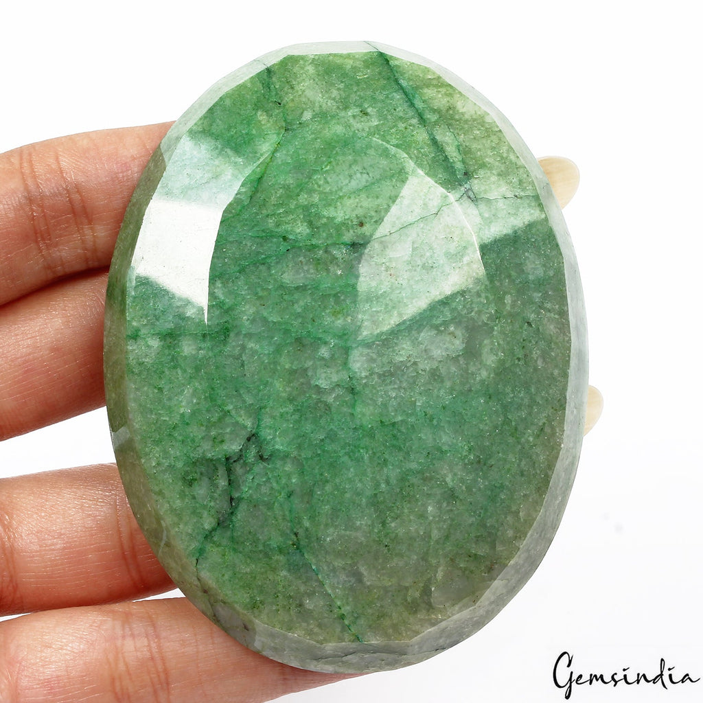 640 Cts Natural Green Emerald Oval Faceted Earth Mined Loose Huge Gem 77X60X35mm