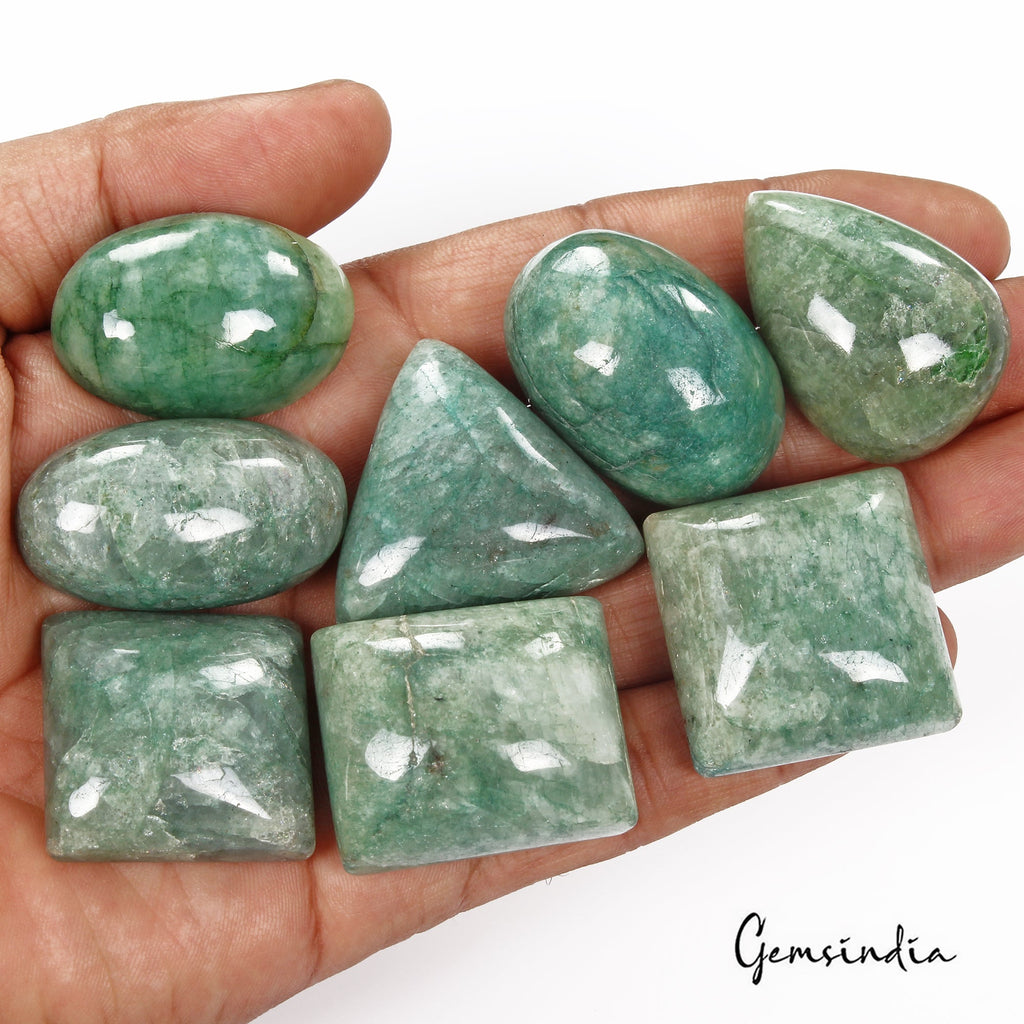 1000 Cts/8 Pcs Natural Brazilian Green Emerald Mix Cab Loose Gems Wholesale Lot