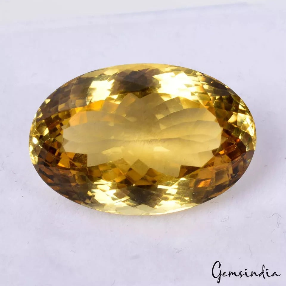 Citrine Loose Gemstone, Untreated, Yellow — 24x15x12 mm, 34.30 Ct, Brazil