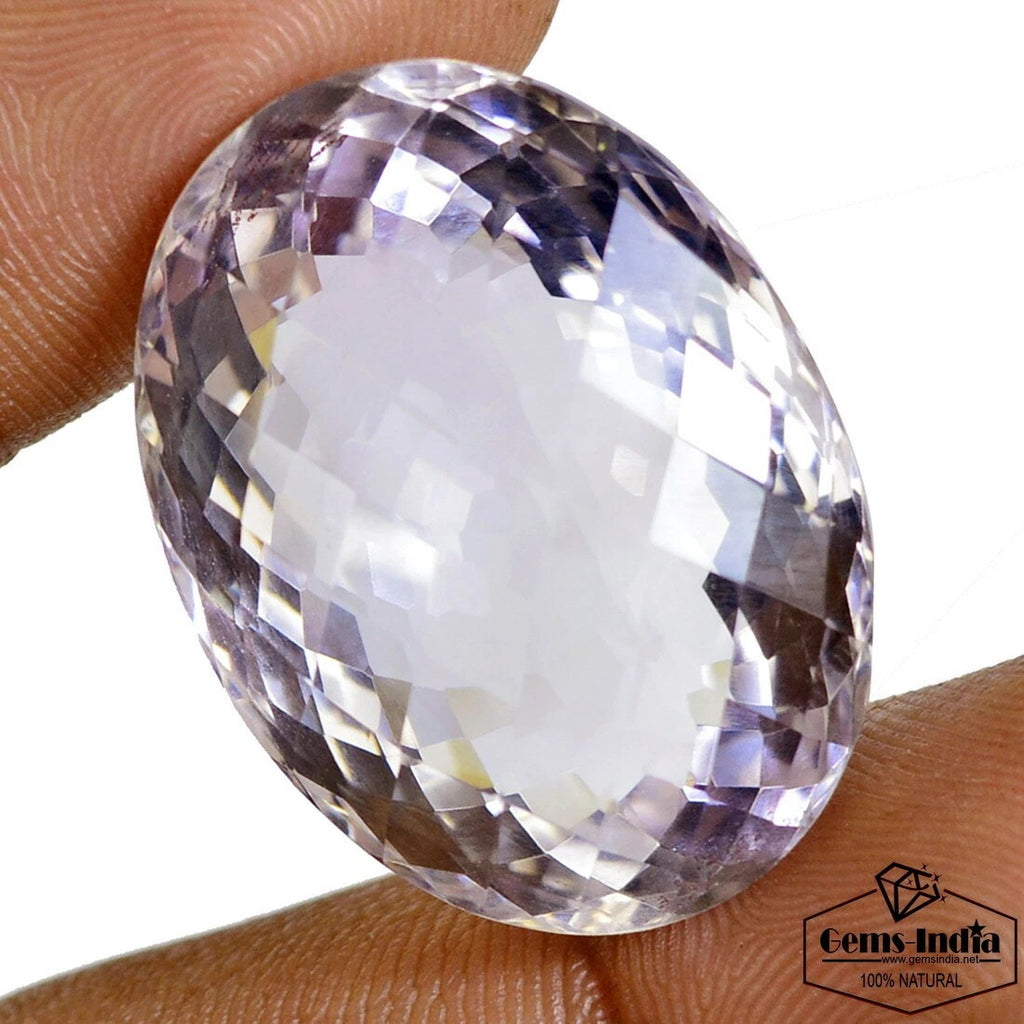 Amethyst Loose Gemstone, Oval Checker Cut, Untreated — 30x22x16 mm, 67.70 Ct