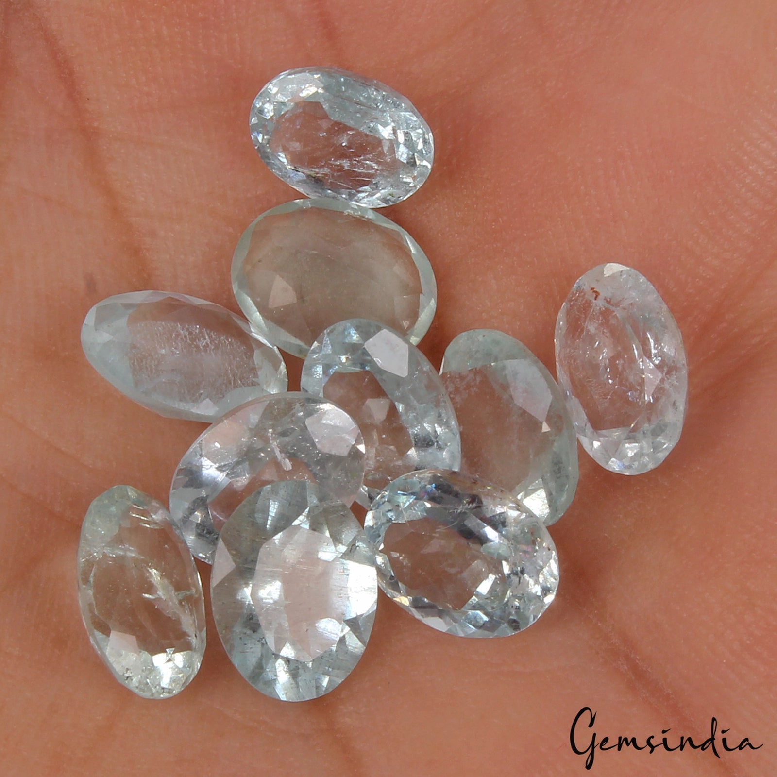Natural Aquamarine 15.30 Ct Oval Cut 8-9mm Loose Unheated Gemstone Lot 10 Pcs