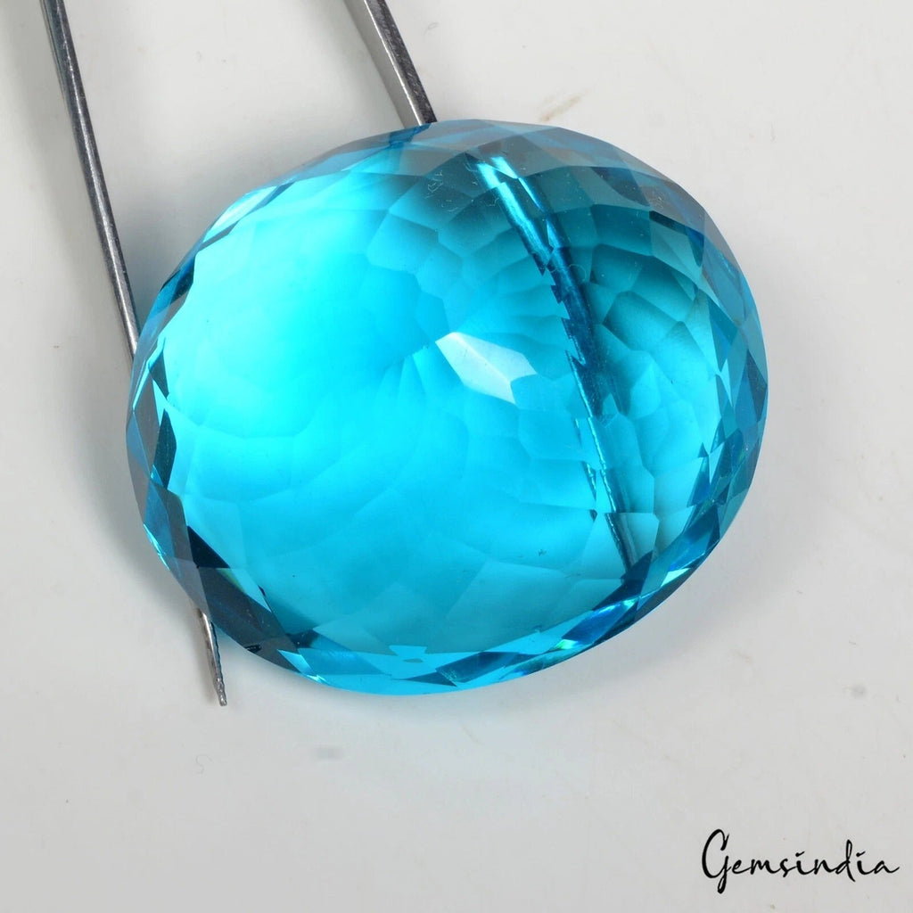 188.70 Ct Hydro Beautiful Blue Topaz Oval Faceted Flawless Loose Gem For Pendant