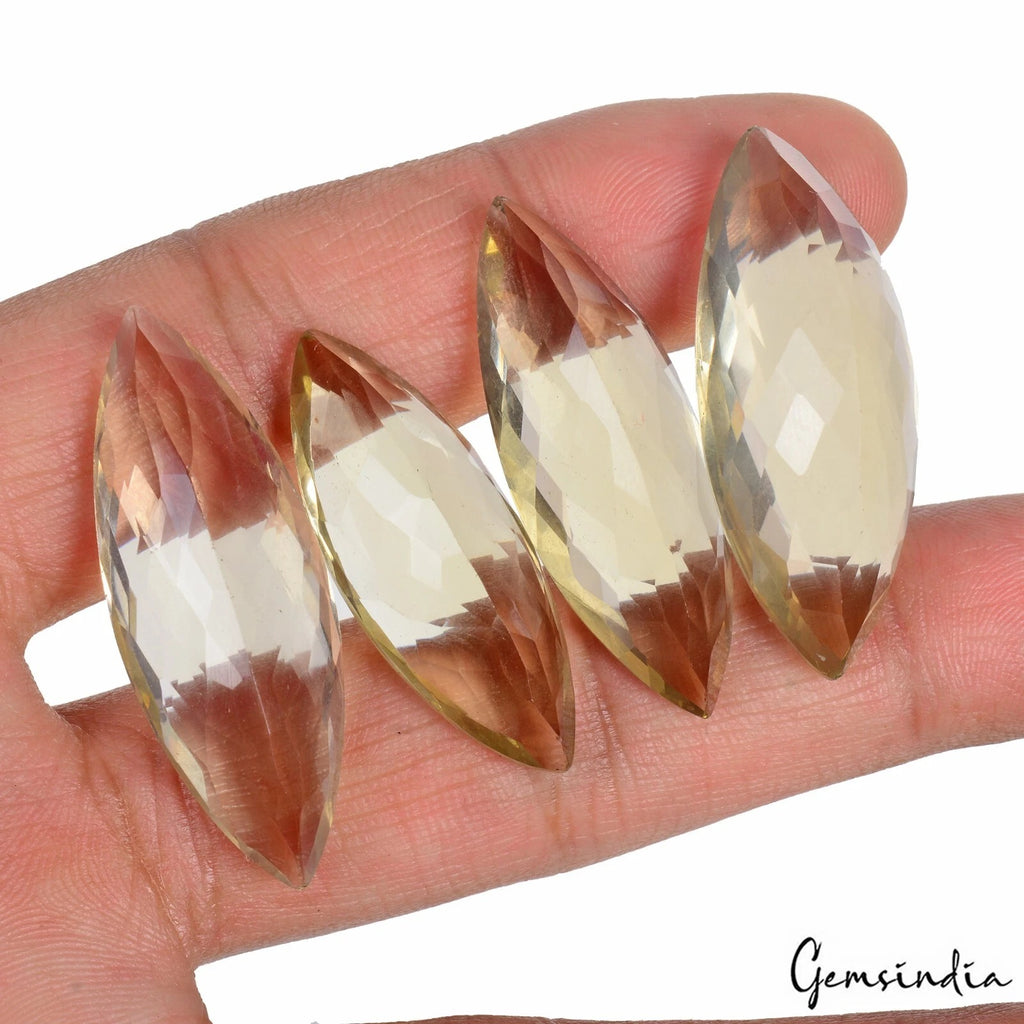 Citrine Lot, Loose Gemstone, Marquise Cut, Yellow — 4 Pieces, 34mm to 40mm, 128.50 Ct, Brazil