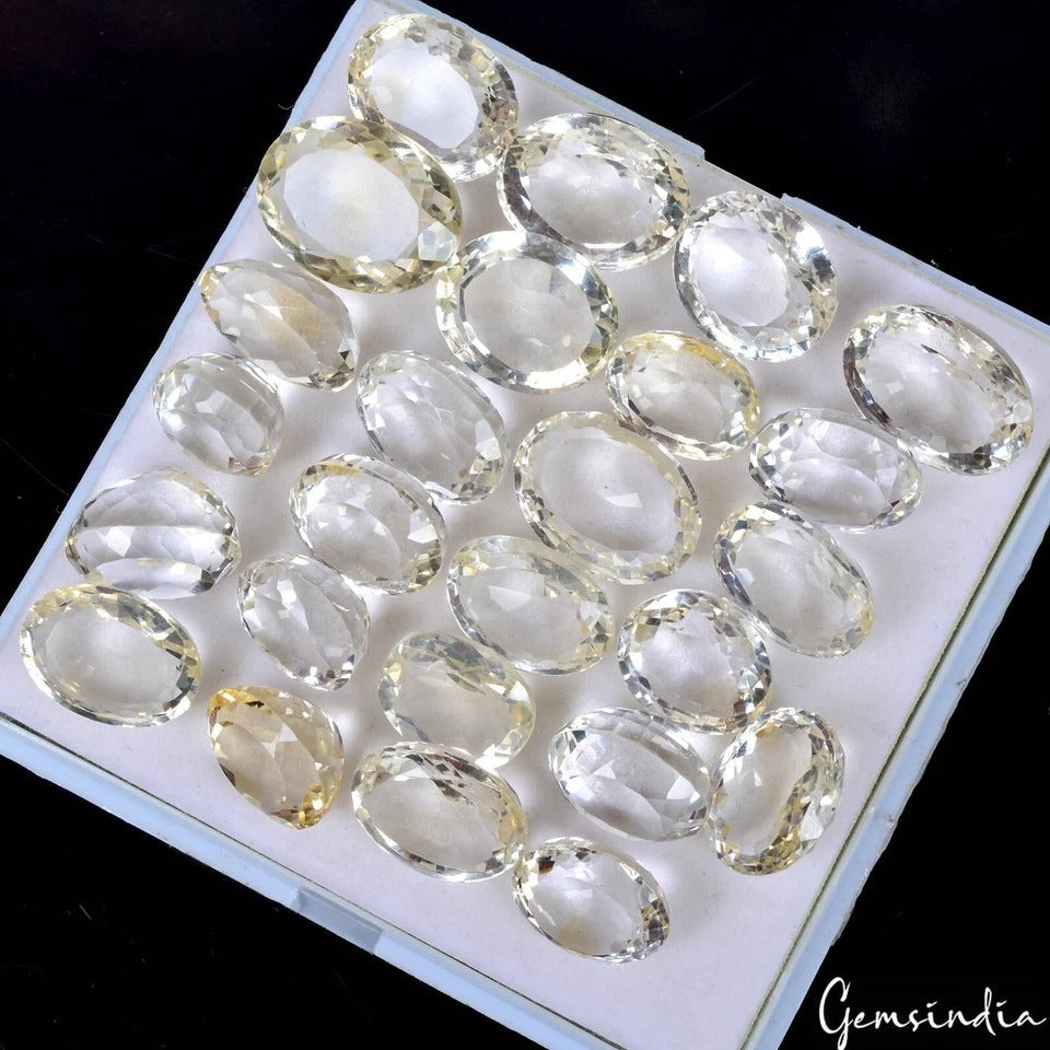 VVS 25 Pcs Natural Citrine 14-22mm Sparkling Oval Cut Loose Untreated Gemstones