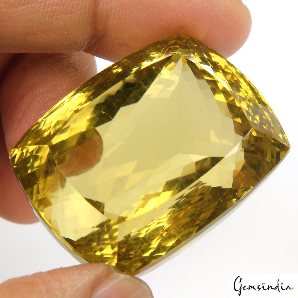 219.70 Cts Natural Untreated Brazilian Yellow Citrine Cushion Huge Certified Gem