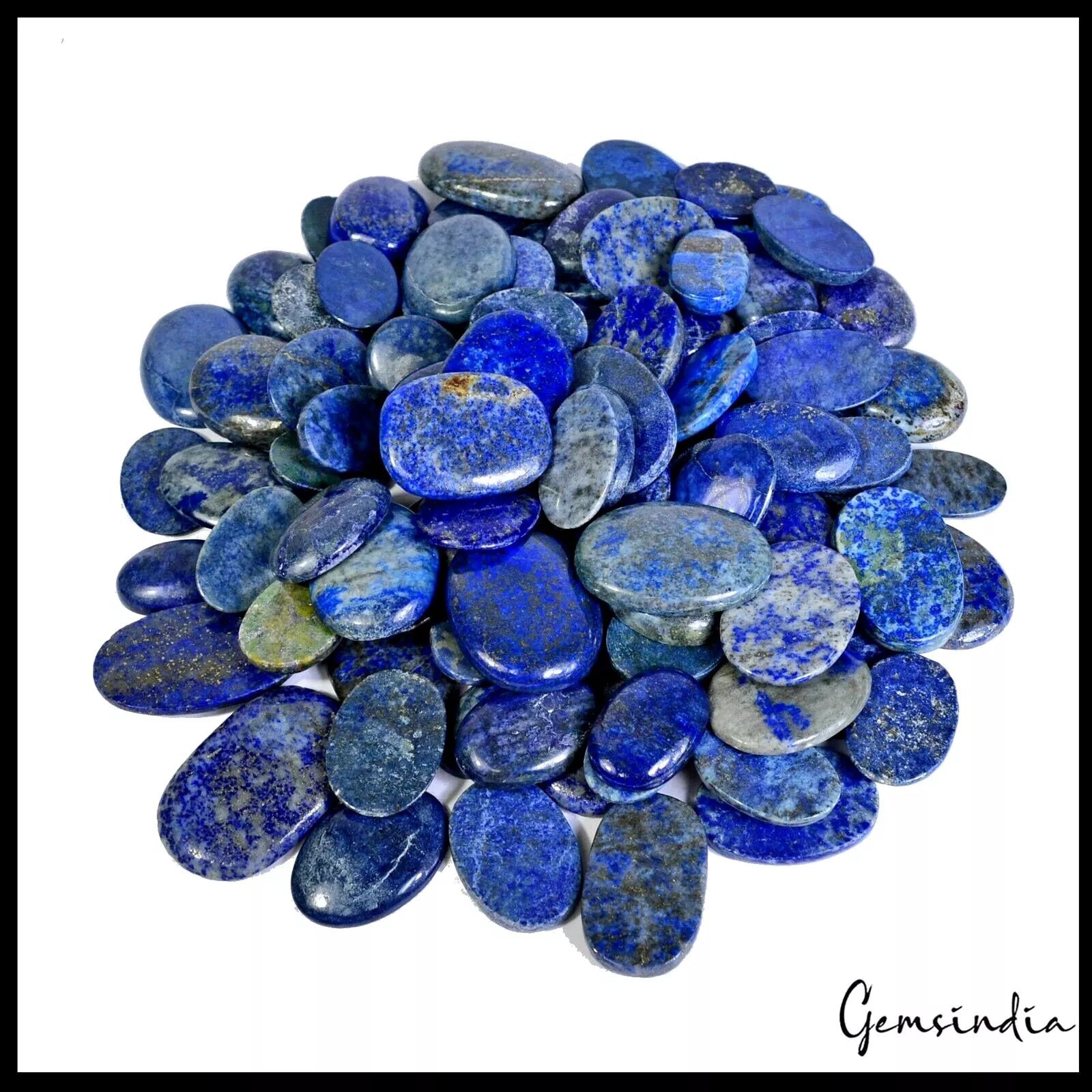 1.2 Kg Natural Blue Lapis Lazuli Oval Cabochon Loose 28- 55mm Gemstone Wholesale