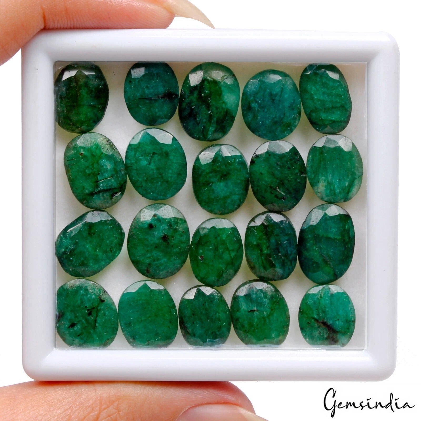 100 Cts/20 Pcs Natural Brazilian Green Emerald Oval Cut Loose Gems For Jewelry