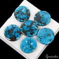 400 Ct/6 Pcs Natural Spiderweb Blue Turquoise Round Cabochon Loose Gemstone Lot