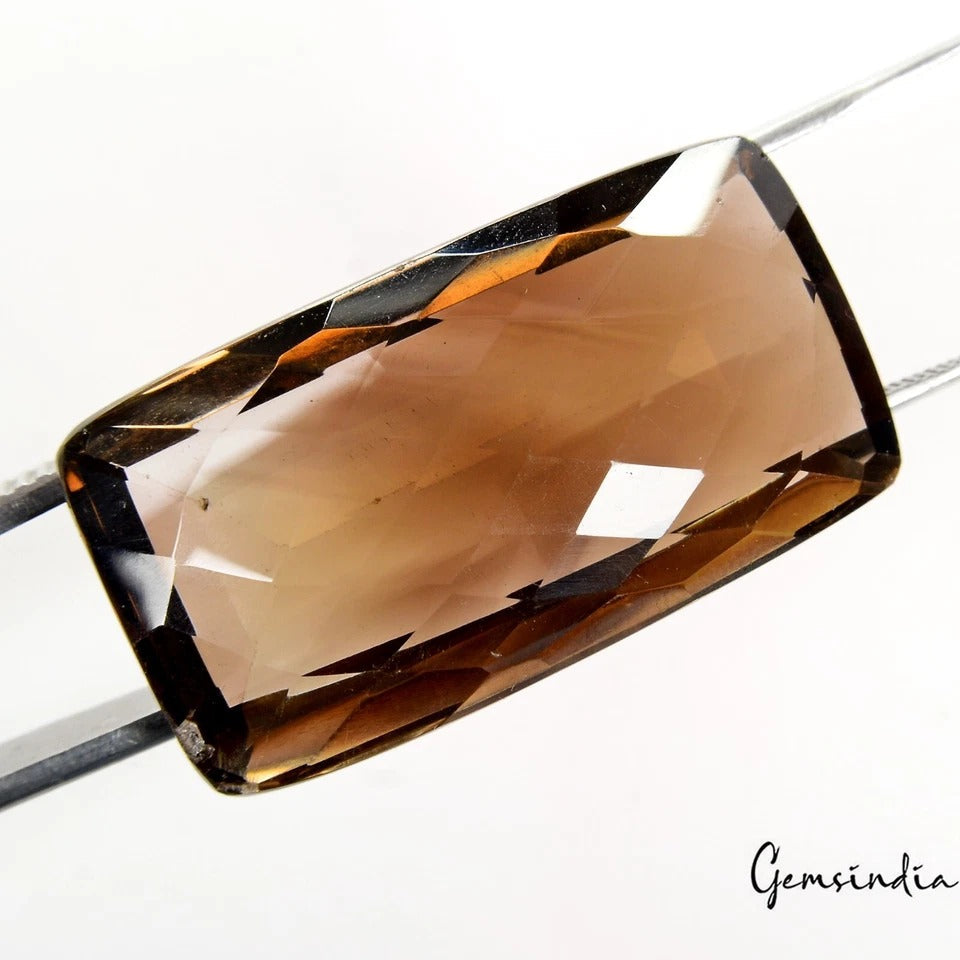 75.80 Ct Natural Untreated Brown Smoky Quartz Cushion Checker Cut Loose Gemstone