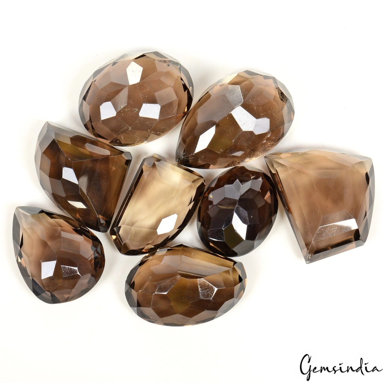 Faceted Mixed Smoky Quartz Gemstones 25-35mm Parcel Lot - 450 Cts- From Estate