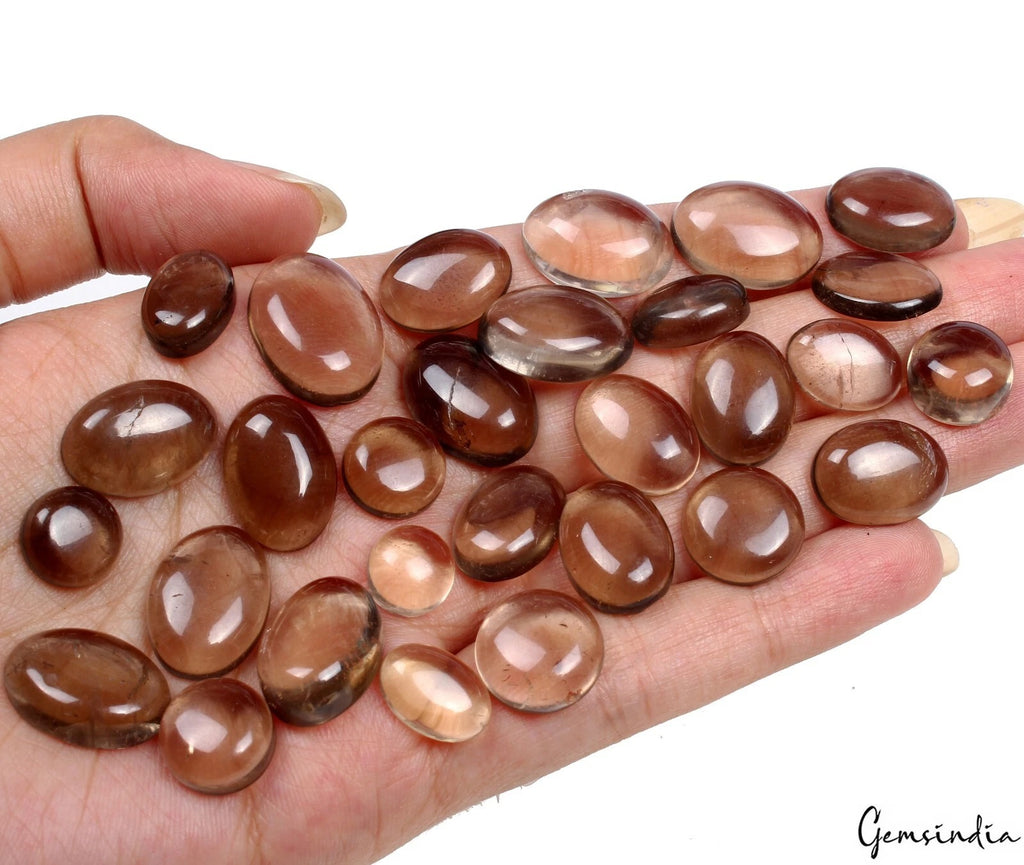 Smoky Quartz Lot, Cabochon, Untreated, Brown — 29 Pieces, 9mm to 19mm, 231.10 Ct, Madagascar