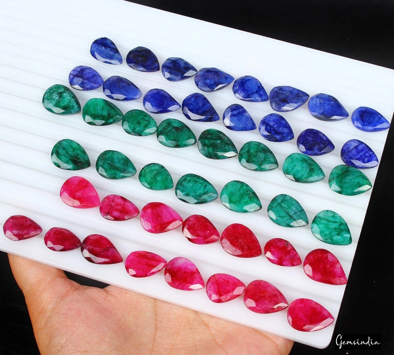400 Cts/46 Pcs Natural Multi Color Beryl Pear Faceted Cut Loose Gems For Jewelry
