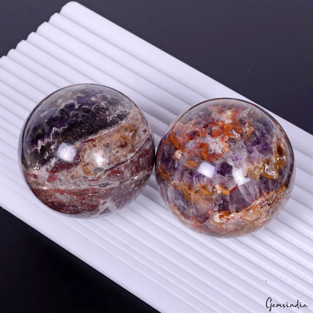 3240 Cts/2 Pcs Natural Amethyst Crystal Healing Mineral Huge Gems Spheres/Balls